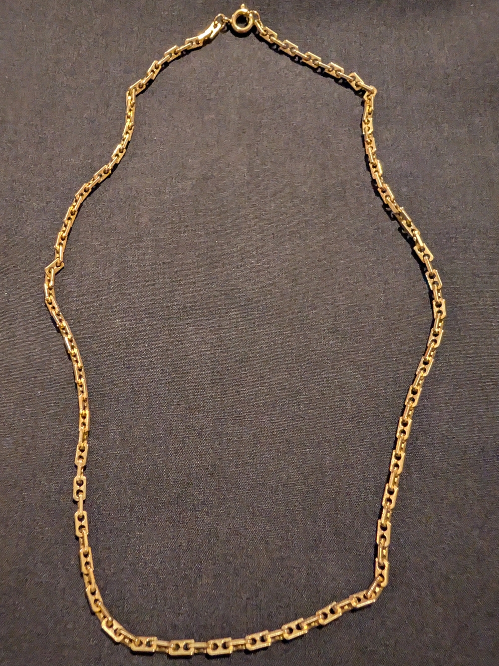 Vintage Gold Tone Textirozed Link Chain Necklace - Women's Jewelry